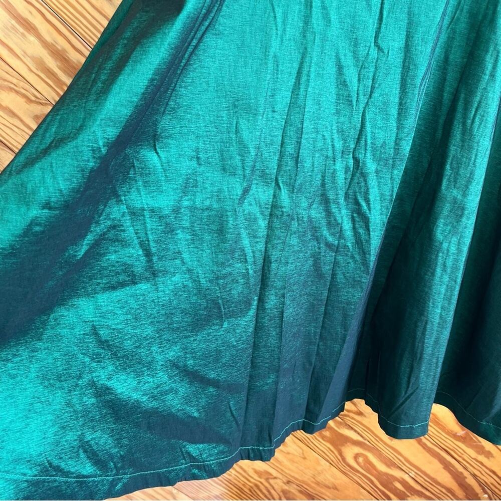 ModCloth Fantastic Satin Fit & Flare Dress in Emerald Green - Picture 4 of 7